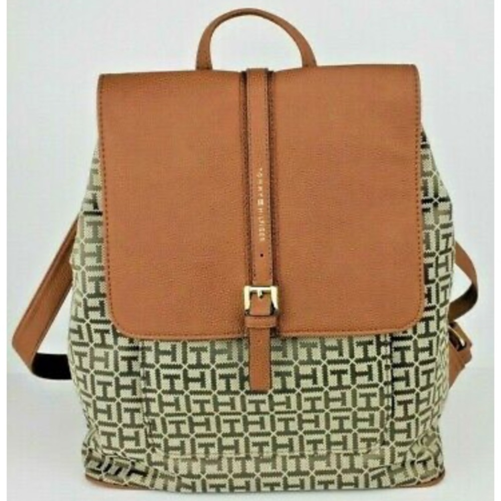 TH Brown Backpack Jacquard TH Logo Bag NWOT